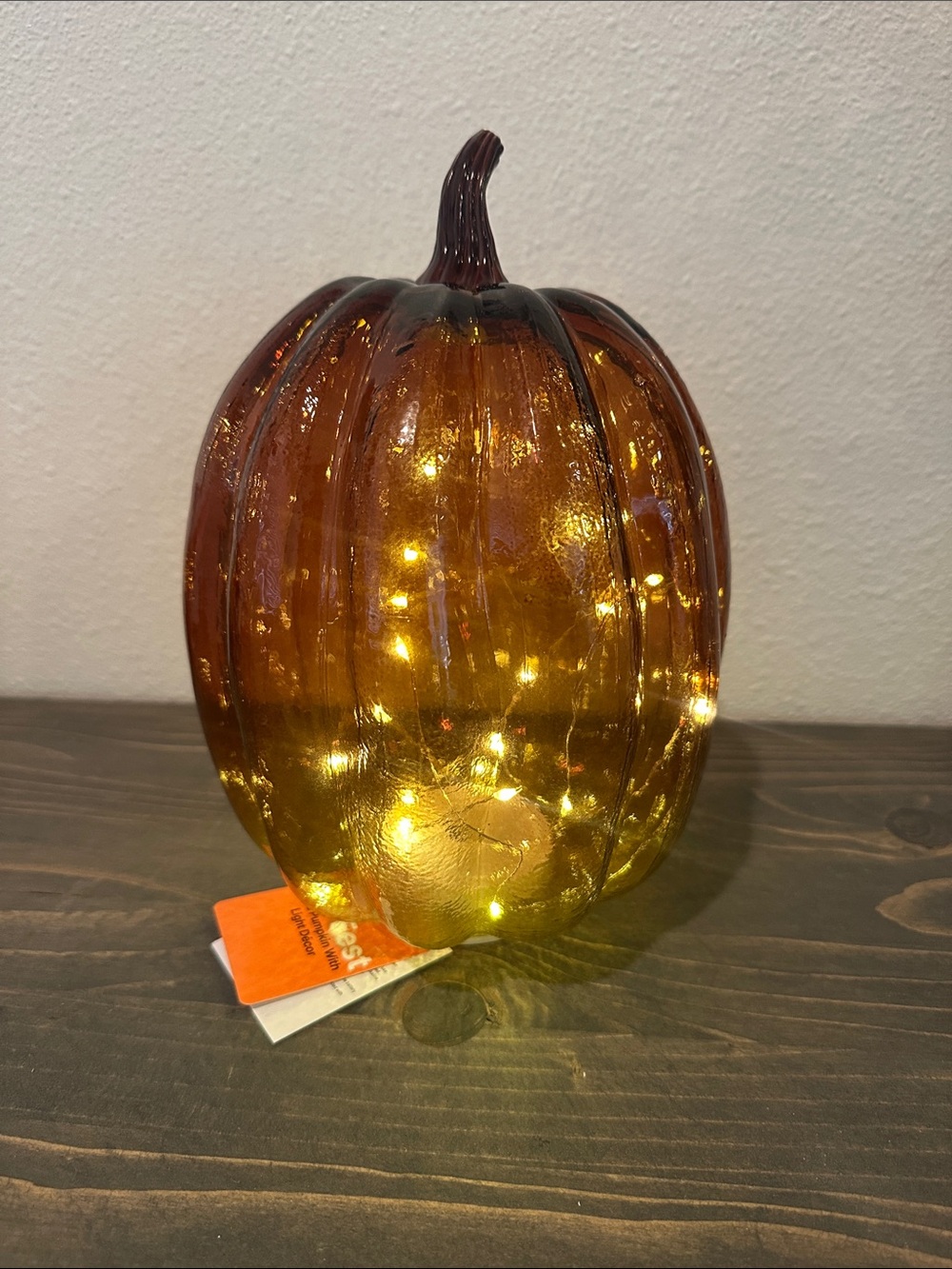 Glass Pumpkin with Light Décor - Gold